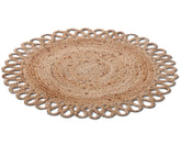 Kuber Industries Hand Woven Carpet Rugs|Natural Stitch Braided Jute Door mat|Round Shape Mat for Bedroom,Living Room,Dining Room,Yoga,72x72 cm,(Brown)